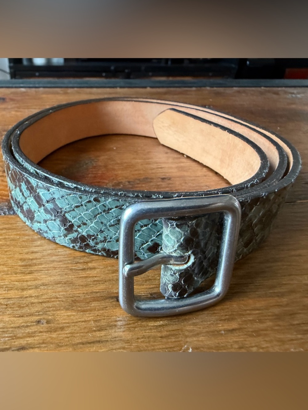 GAP Leather Blue Snakeskin Print Belt